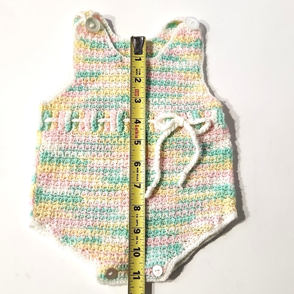 Knitted Spring Variegated Pastel Baby Romper - Picture 8 of 10